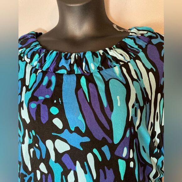 Style & Co blue black and purple lined mesh blouse - Picture 4 of 6